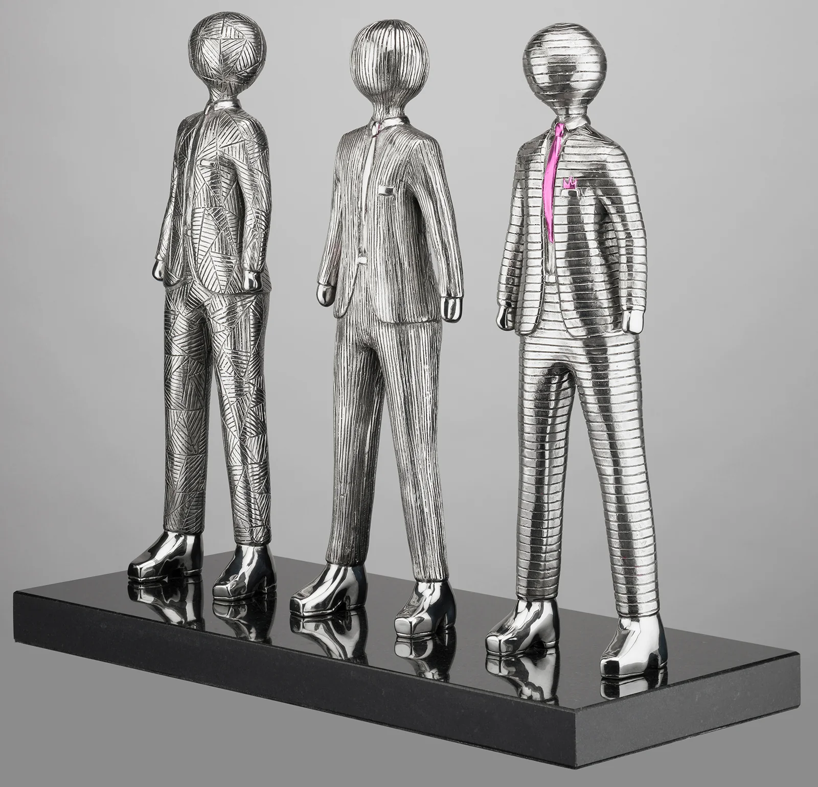 Pink Tie & Hanky - Stainless Steel