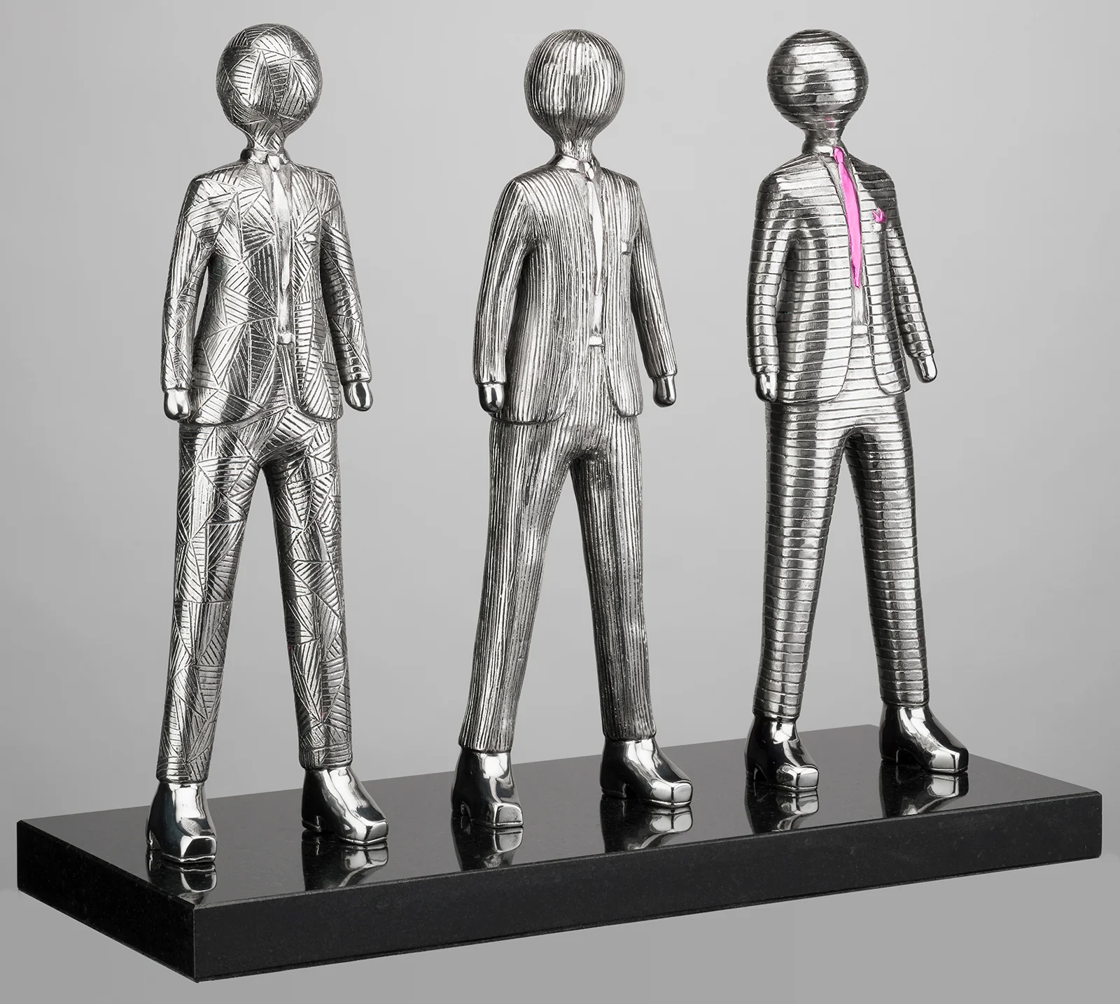 Pink Tie & Hanky - Stainless Steel - Image 2