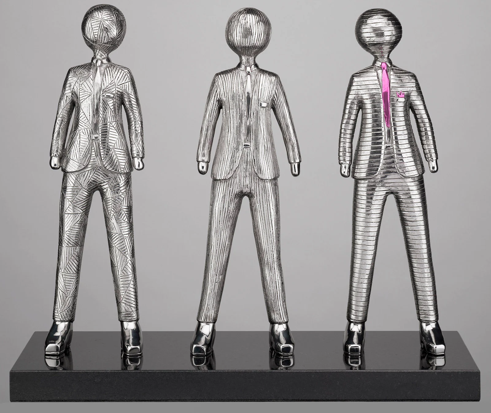 Pink Tie & Hanky - Stainless Steel - Image 3