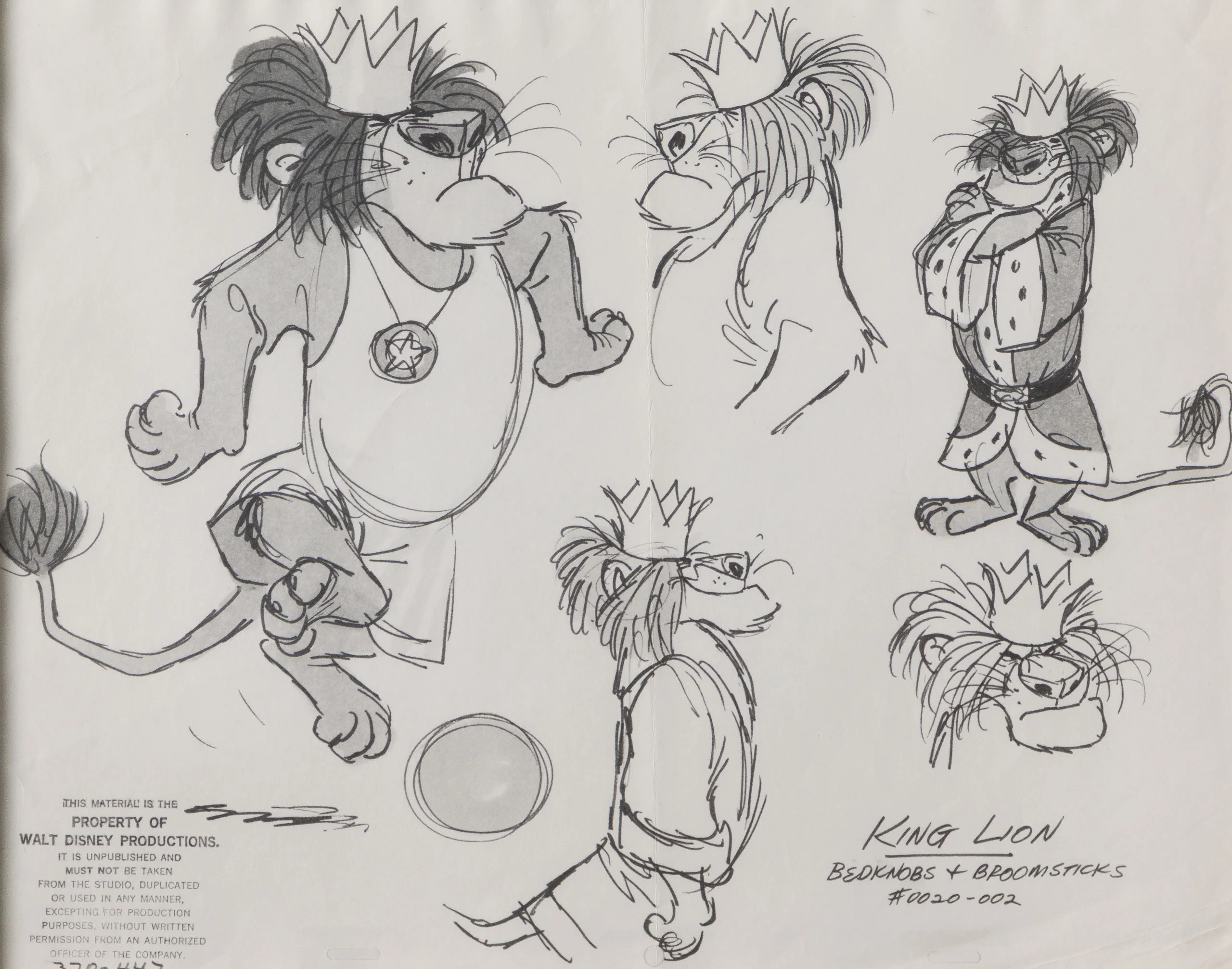 Bedknobs And Broomsticks: King Lion Model Sheet (1971) - Image 7