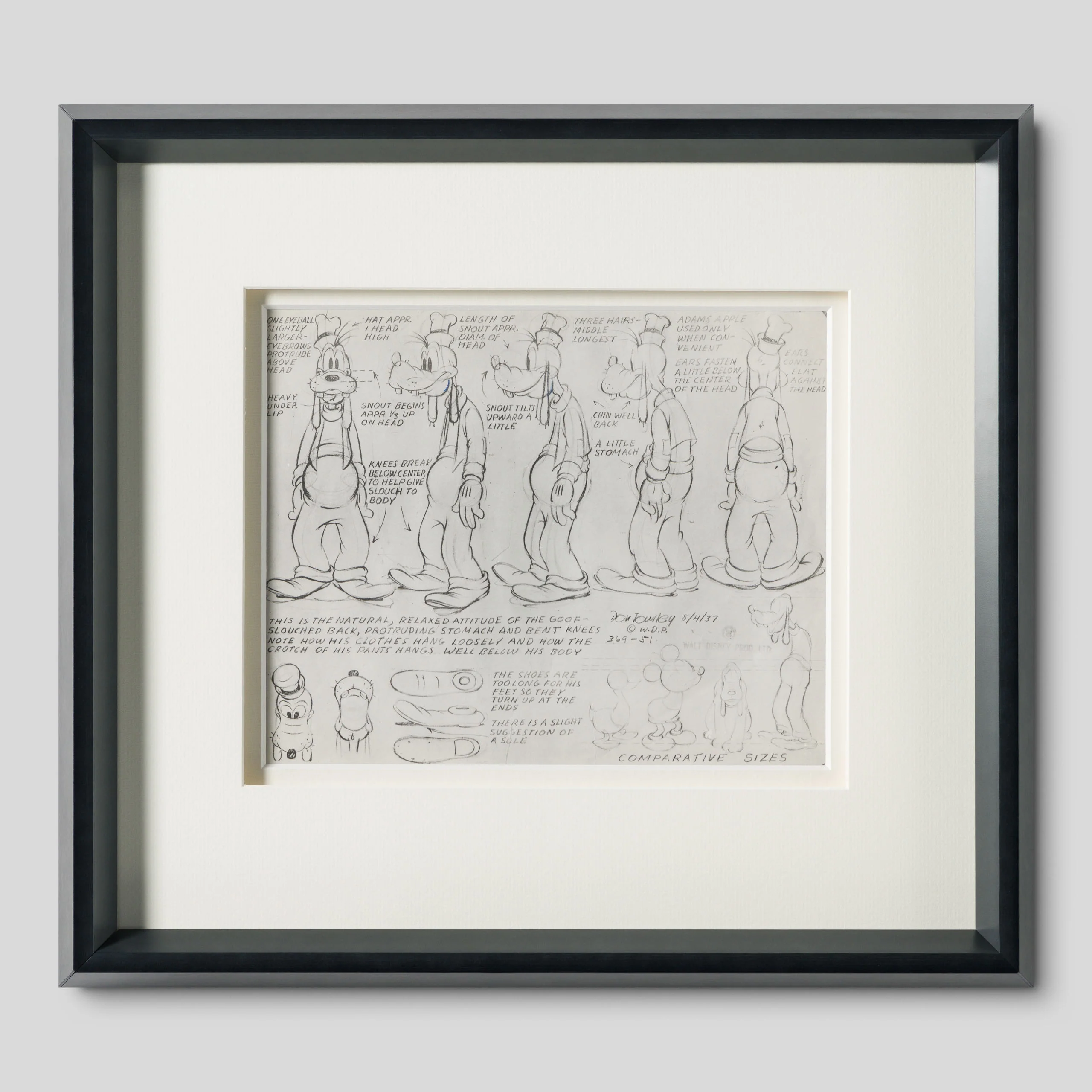 Goofy Full Figure Model Sheet (Circa 1940s)