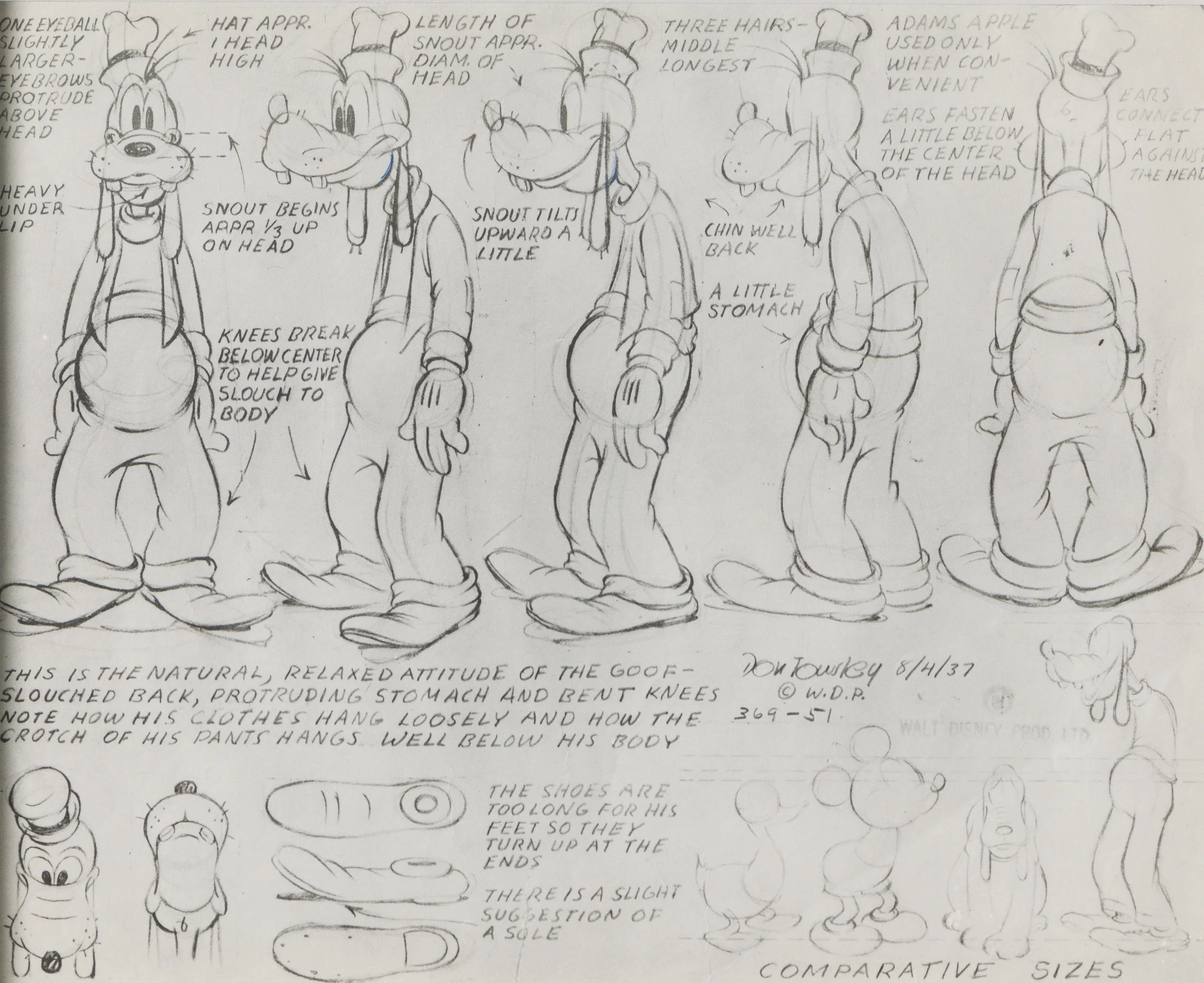 Goofy Full Figure Model Sheet (Circa 1940s) - Image 7