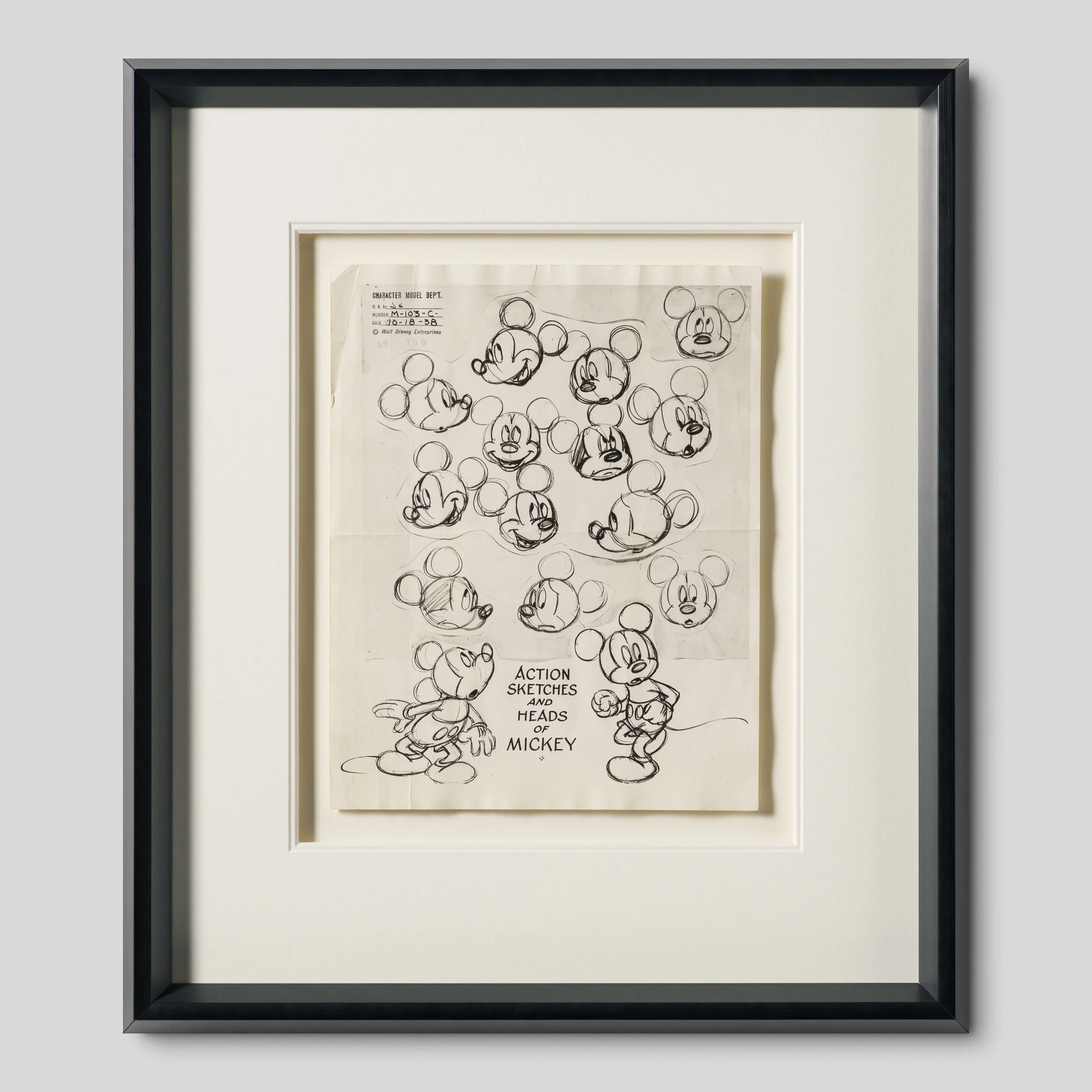 Mickey Mouse Action Sketches And Heads Model Sheet (Circa 1940s)
