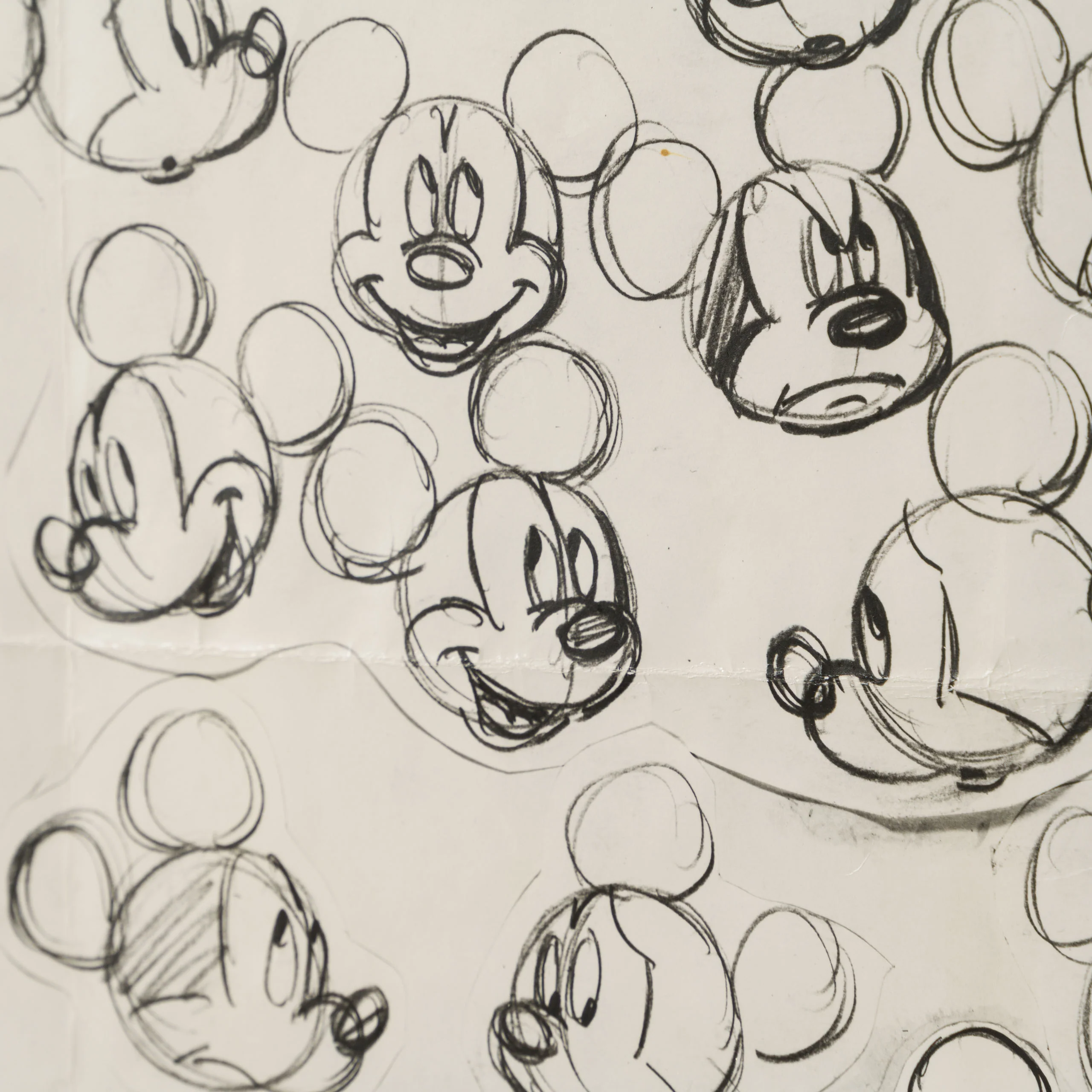 Mickey Mouse Action Sketches And Heads Model Sheet (Circa 1940s) - Image 3