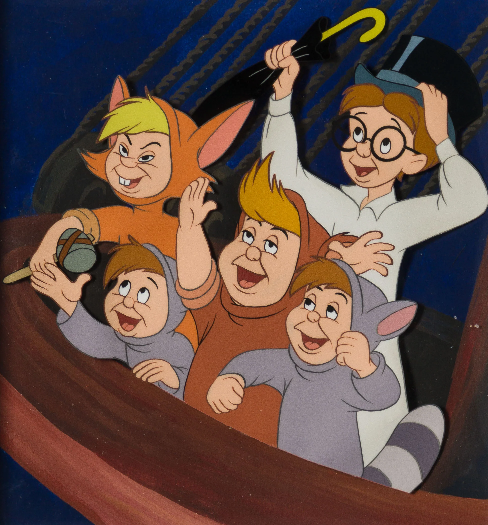 Peter Pan: John And The Lost Boys Original Production Cel On Hand-Painted Background (1953) - Image 7