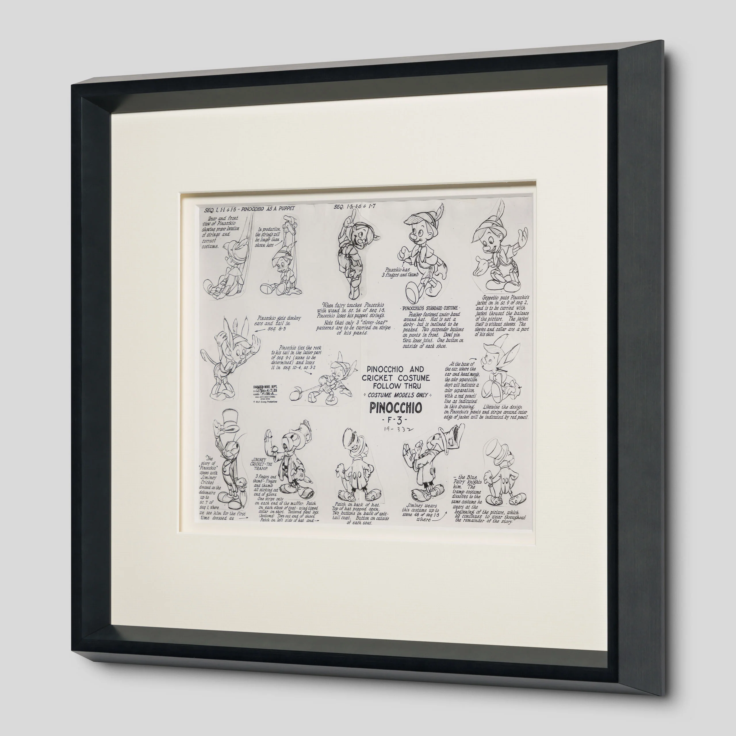 Pinocchio: Pinocchio And Cricket Costume Follow Thru Model Sheet (1940) - Image 2