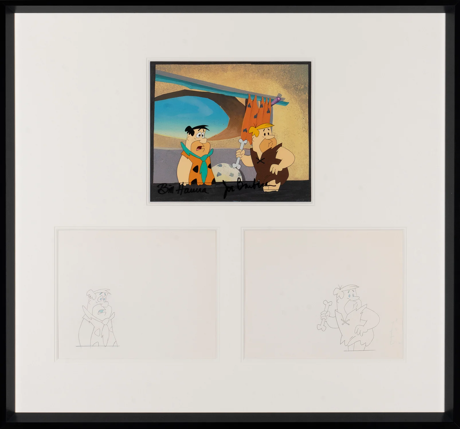 Fred and Barney (2) Original Production Cel on Original Background with Original Production Drawing - Image 3