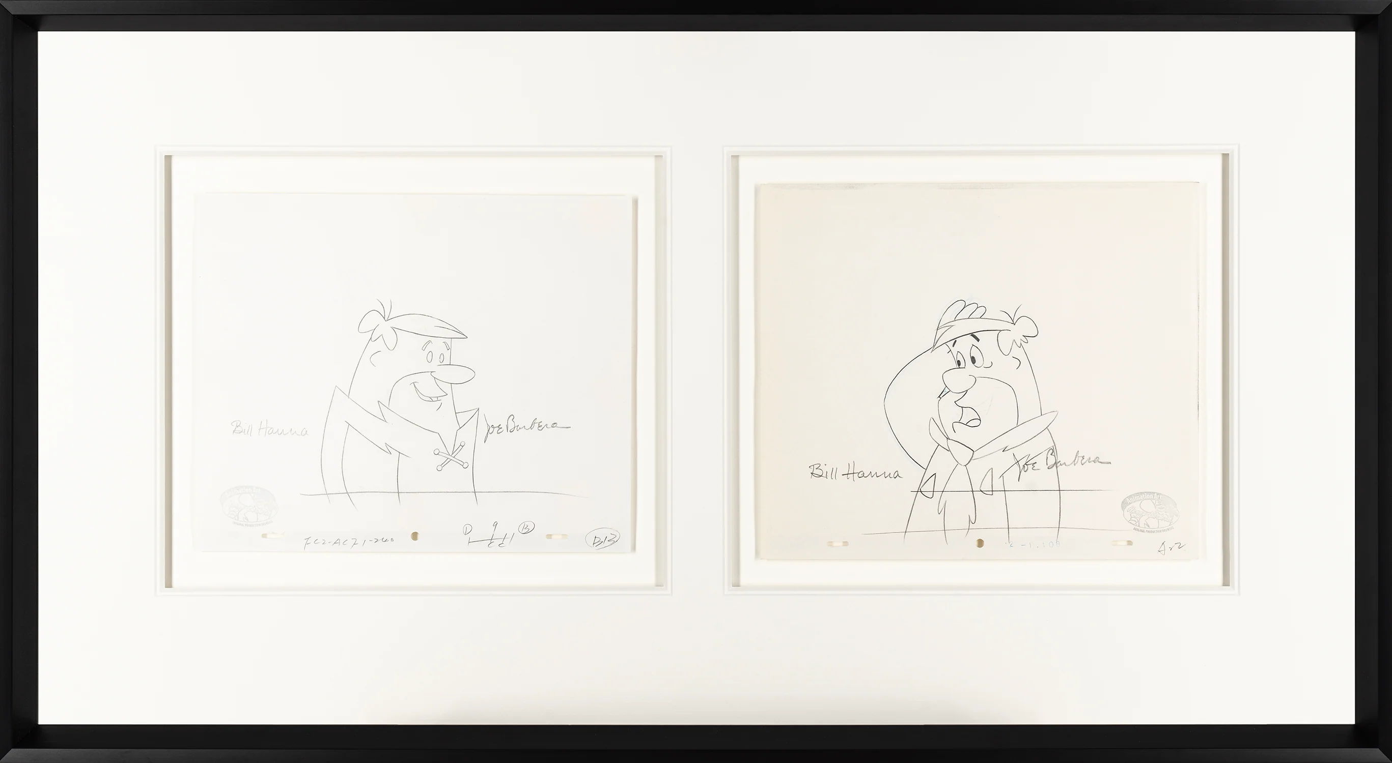 Fred Flintstone Original Production Drawing and Barney Original Production Drawing Set of 2 (2)