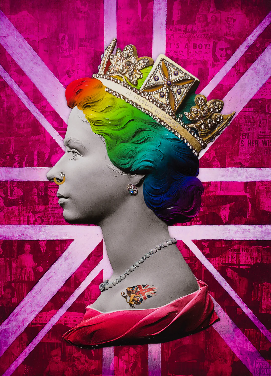 Punk Queens (Set of Two- Blue Headlines Queen/Pink Rainbow Queen) - Image 3