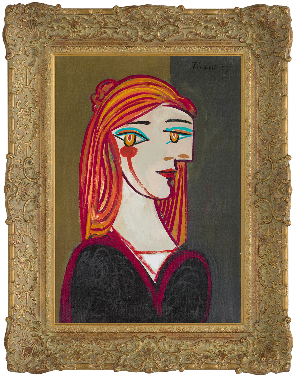 Girl with Red Hair Portrait in the Style of Pablo Picasso