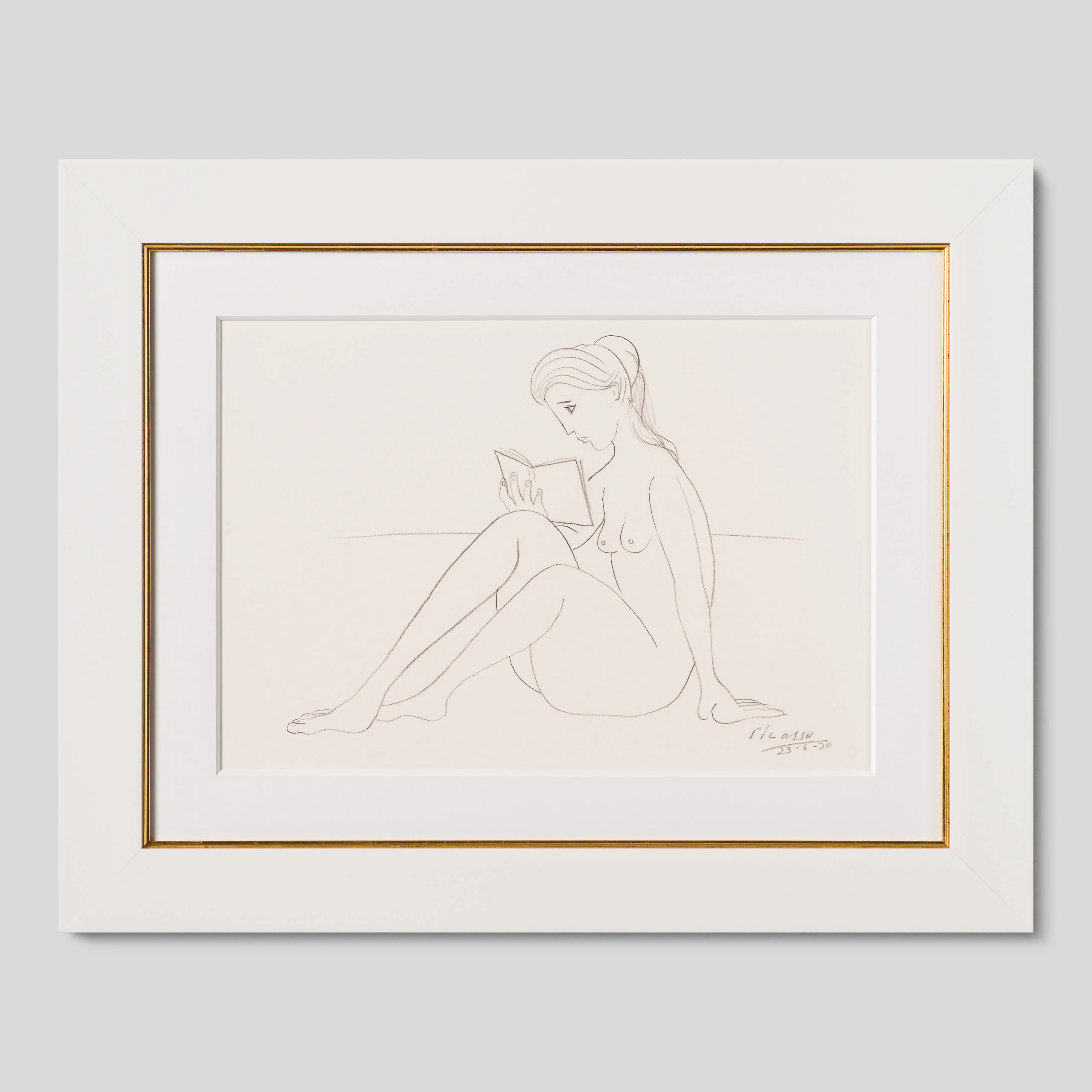 Nude Reading On Beach (1) Pencil Study In The Style Of Pablo Picasso 1920