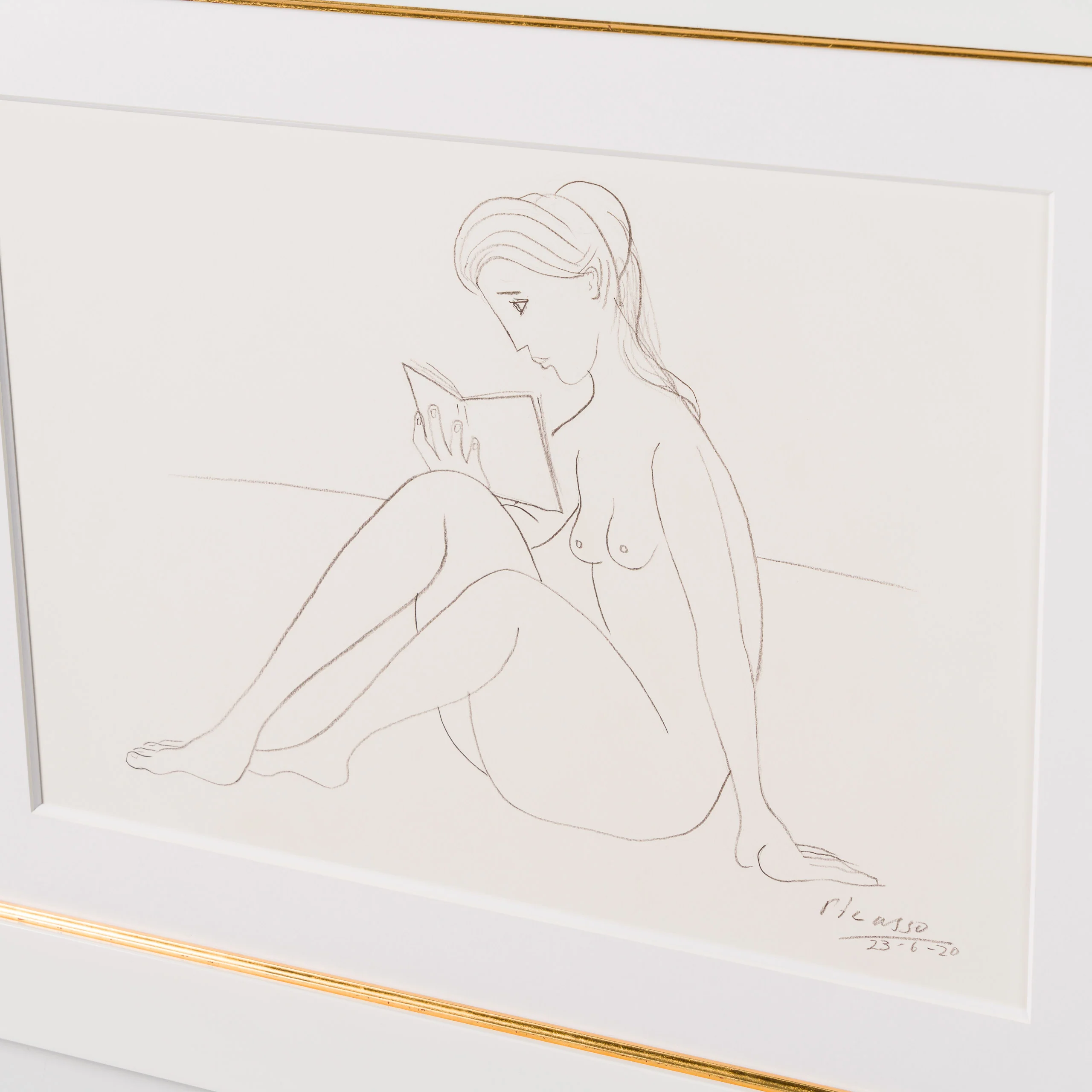 Nude Reading On Beach (1) Pencil Study In The Style Of Pablo Picasso 1920 - Image 3