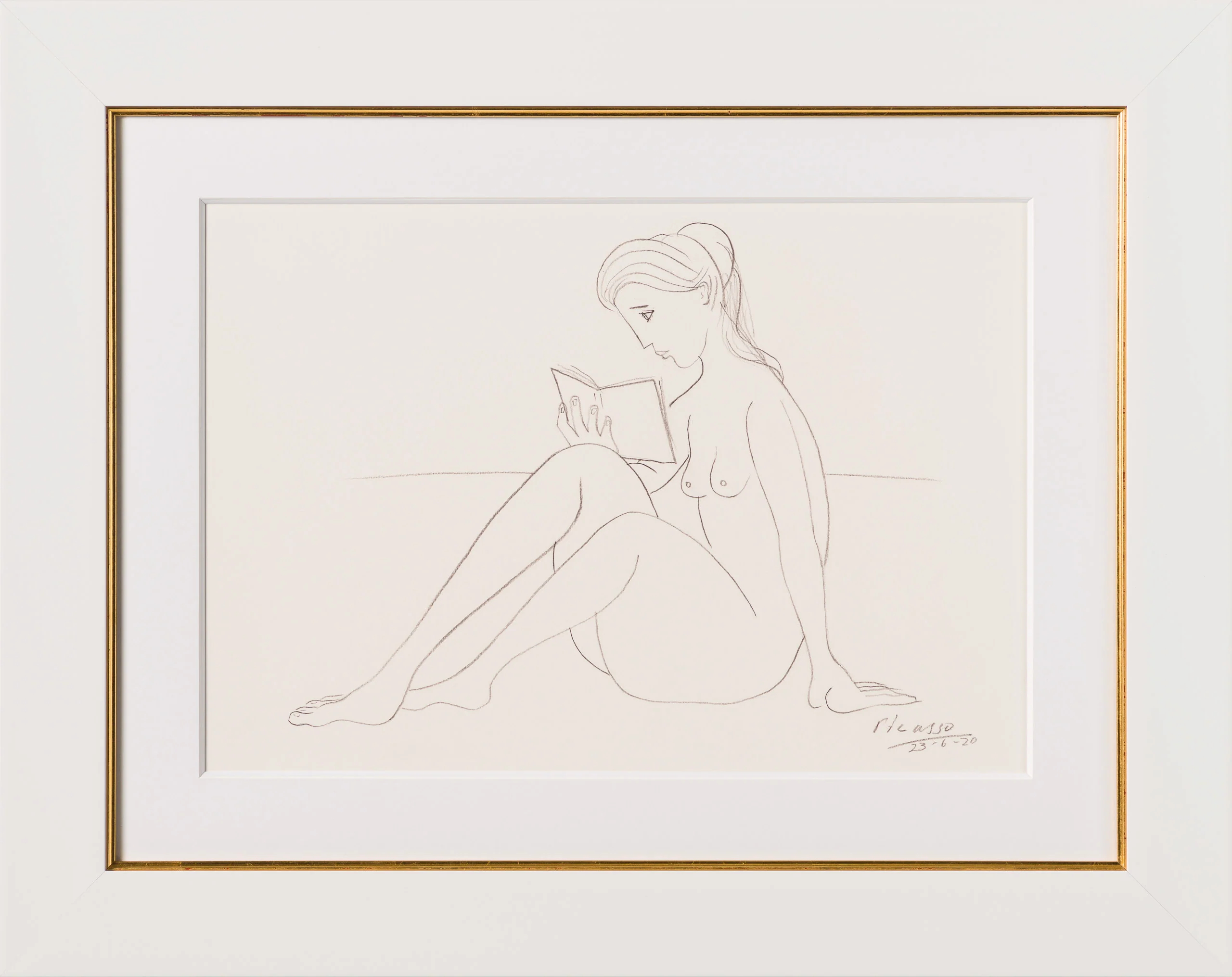 Nude Reading On Beach (1) Pencil Study In The Style Of Pablo Picasso 1920 - Image 7