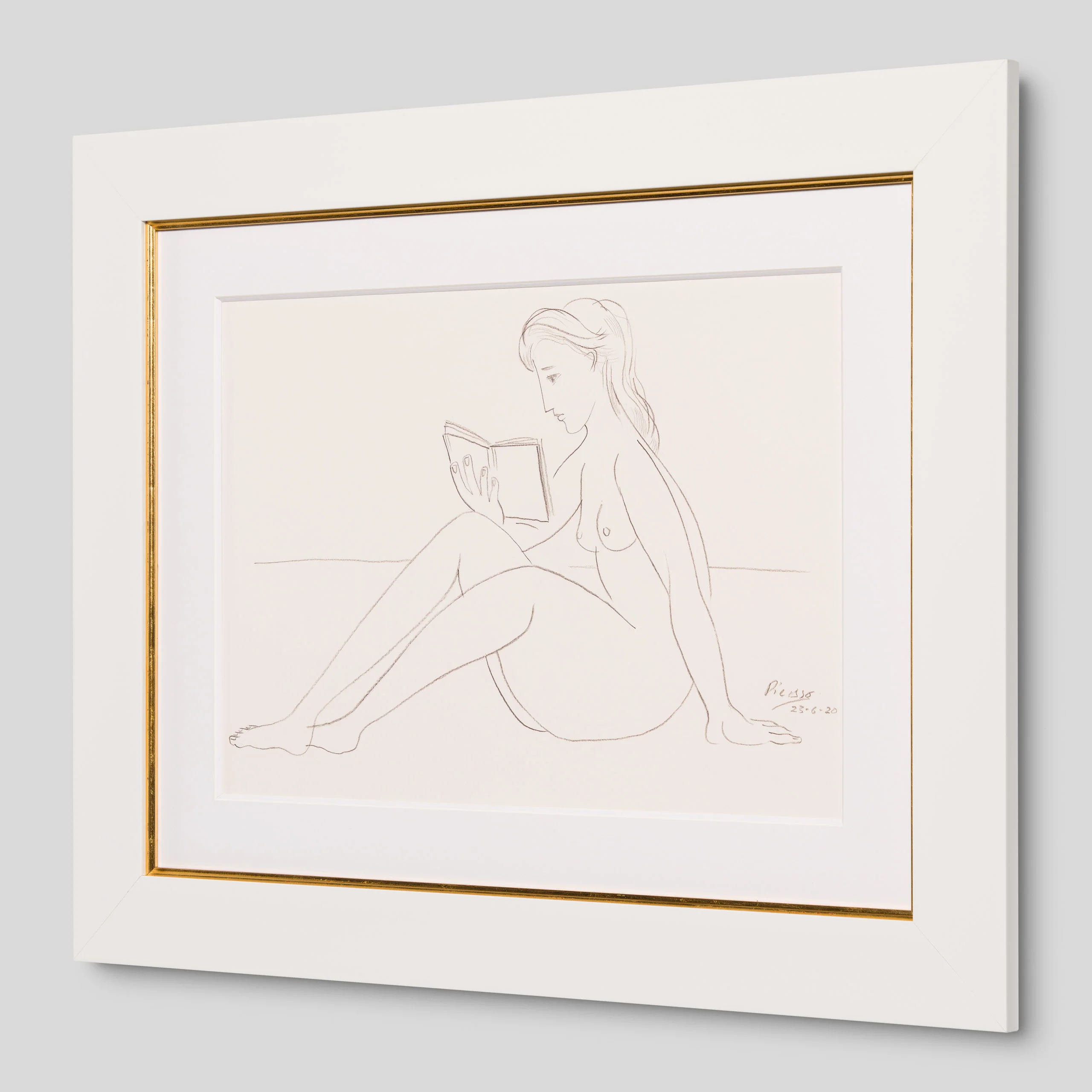 Nude Reading On Beach (3) Pencil Study In The Style Of Pablo Picasso 1920 - Image 2
