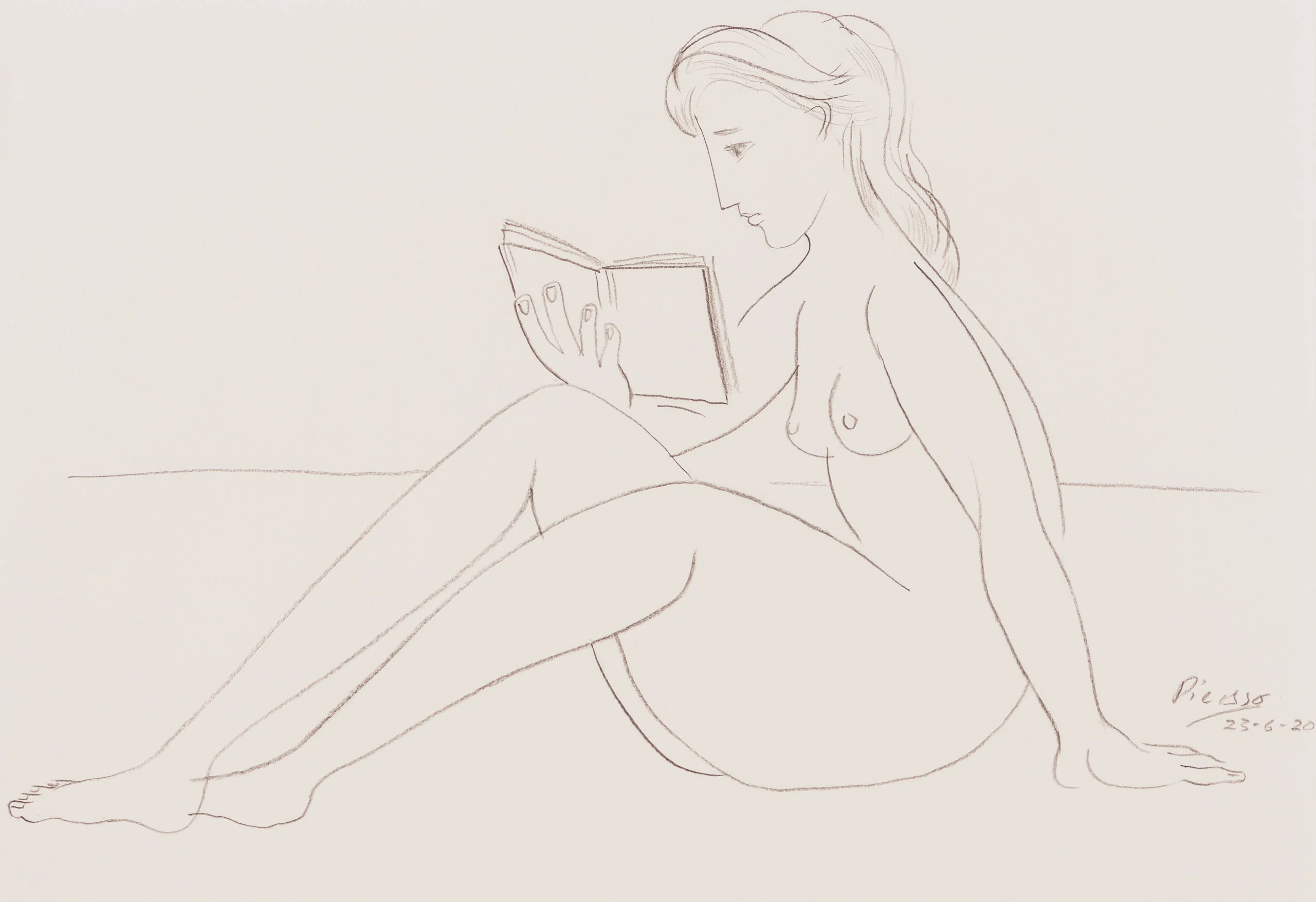Nude Reading On Beach (3) Pencil Study In The Style Of Pablo Picasso 1920 - Image 8