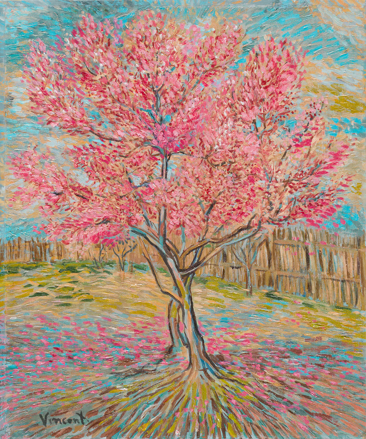Peach Trees in Bloom in the Style of Vincent van Gogh - Image 2