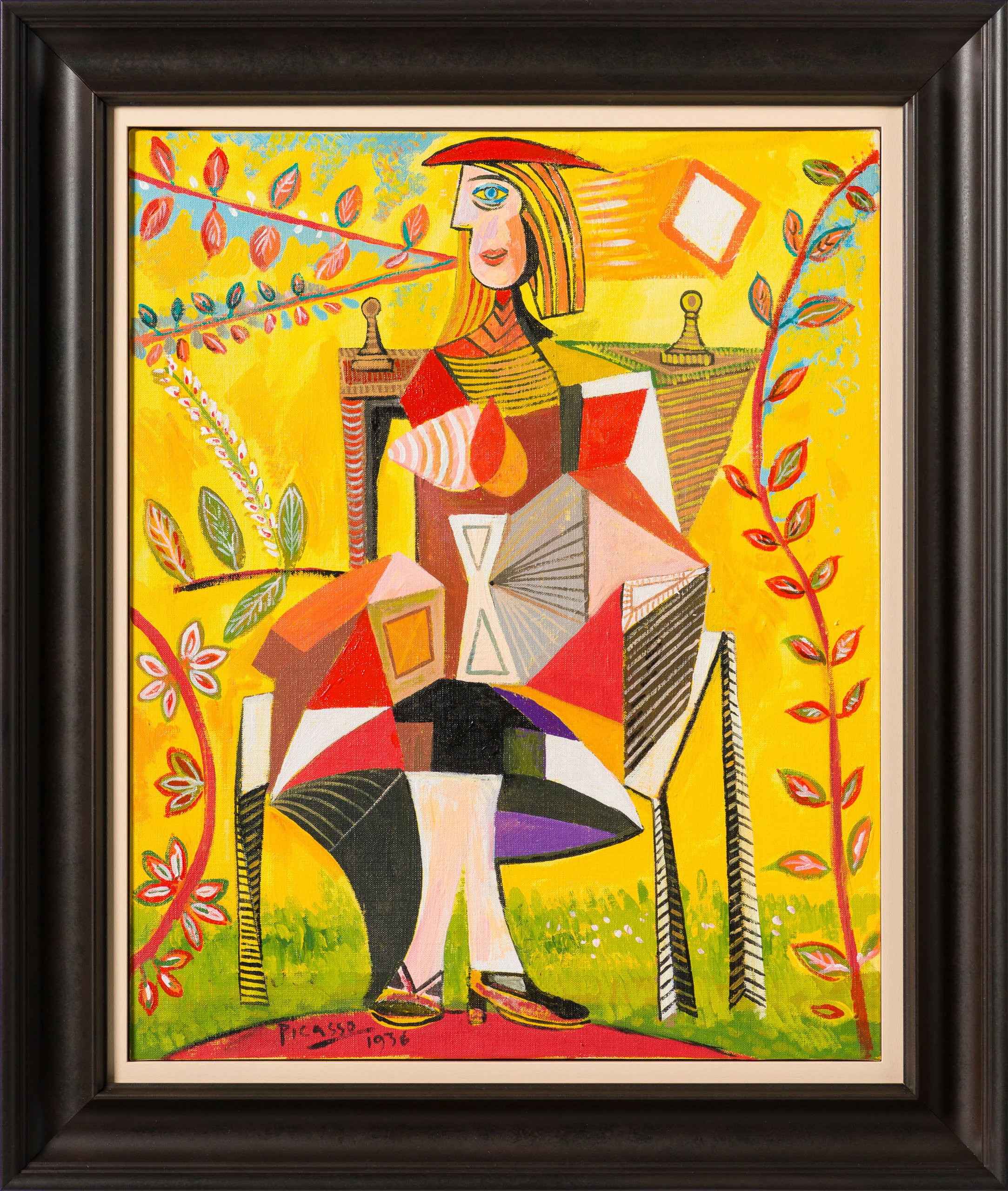 Seated Woman In Garden In The Style Of Pablo Picasso 1938 - Image 8