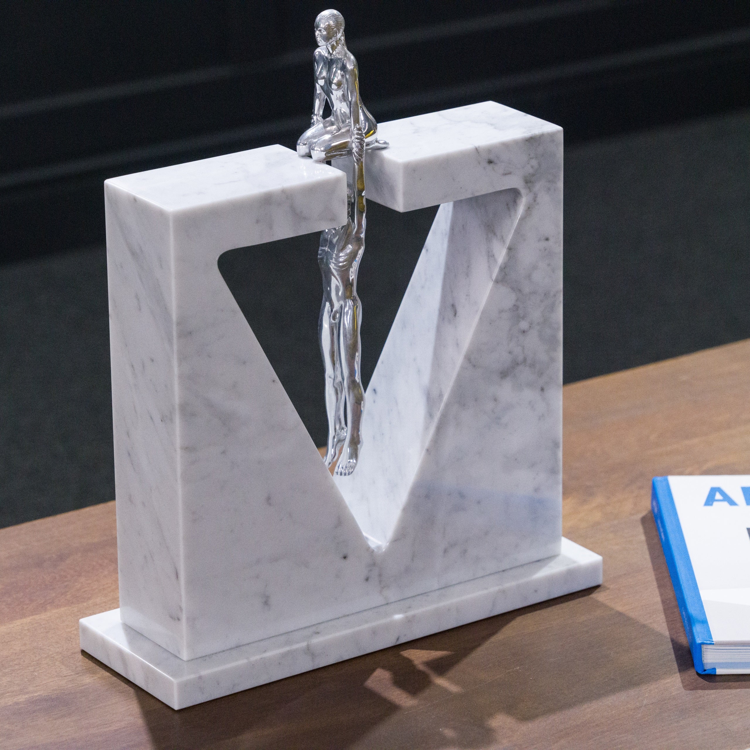 Gravity | Female | Carrara Marble and Aluminium with White Base