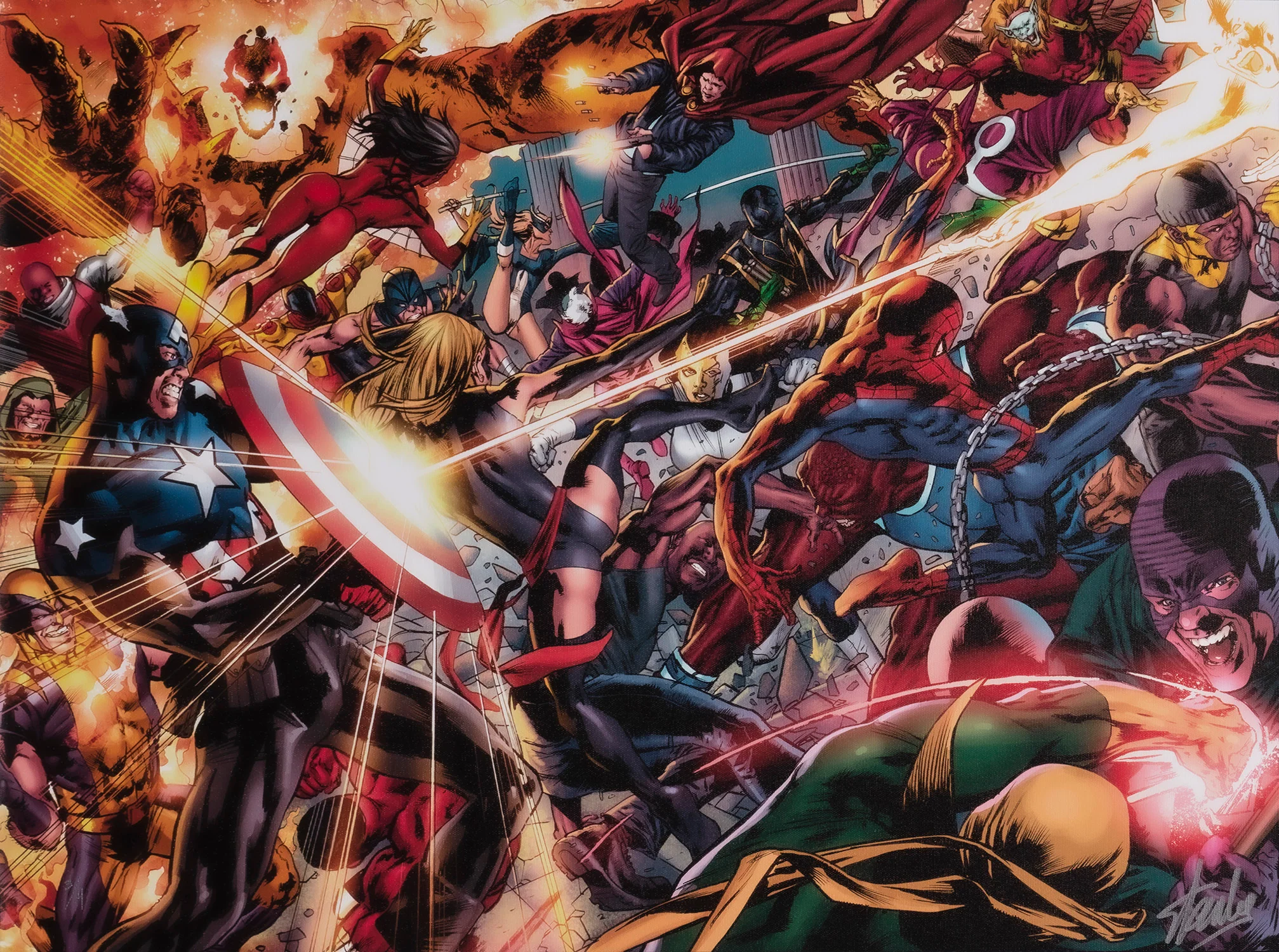 The New Avengers VS The Hoods Army | Spread Page, Standard Edition | Hand-signed by Stan Lee - Image 3