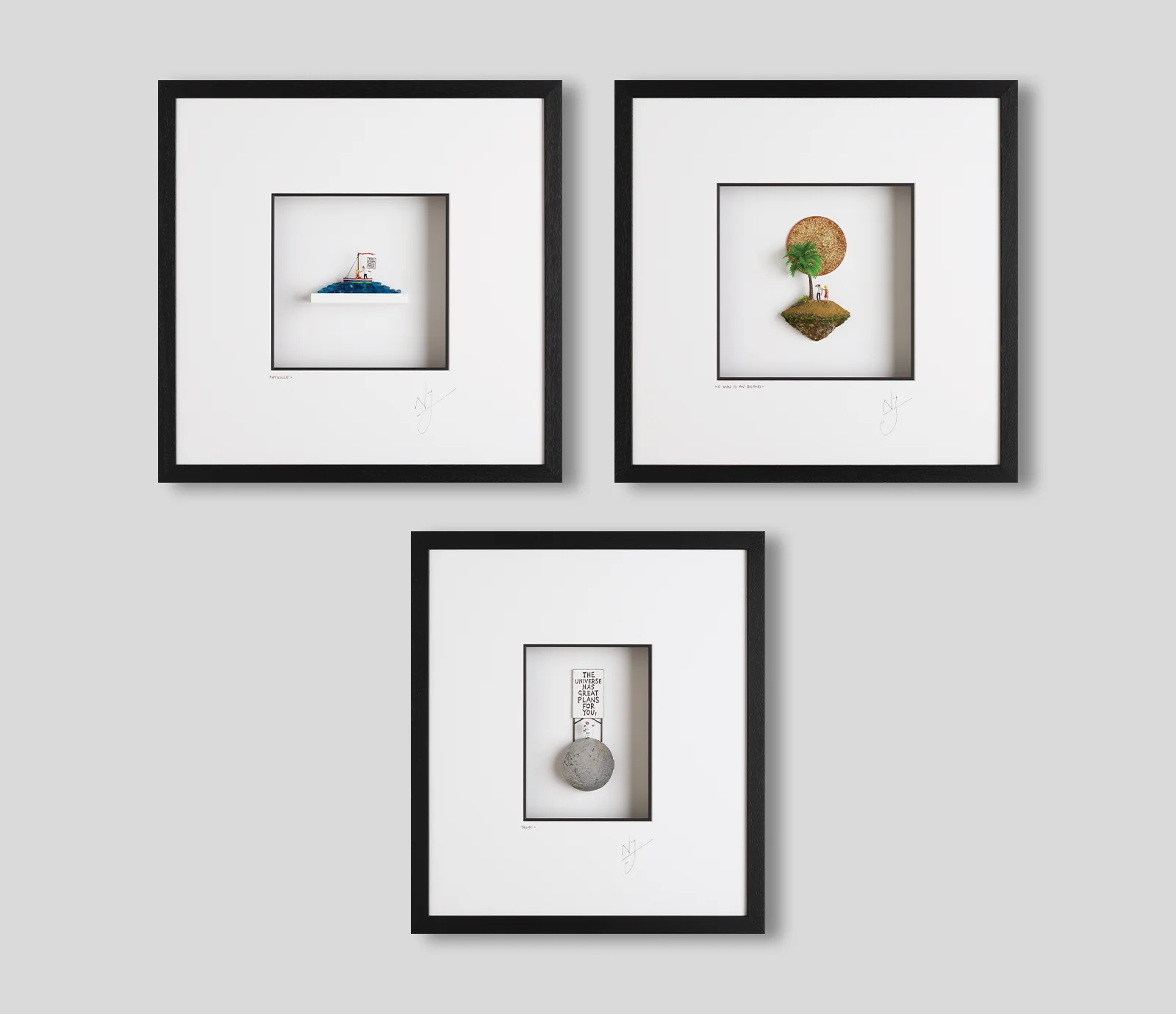 Lessons Learnt 2022 | Framed Set of Three (No Man Is An Island, Trust, Patience)