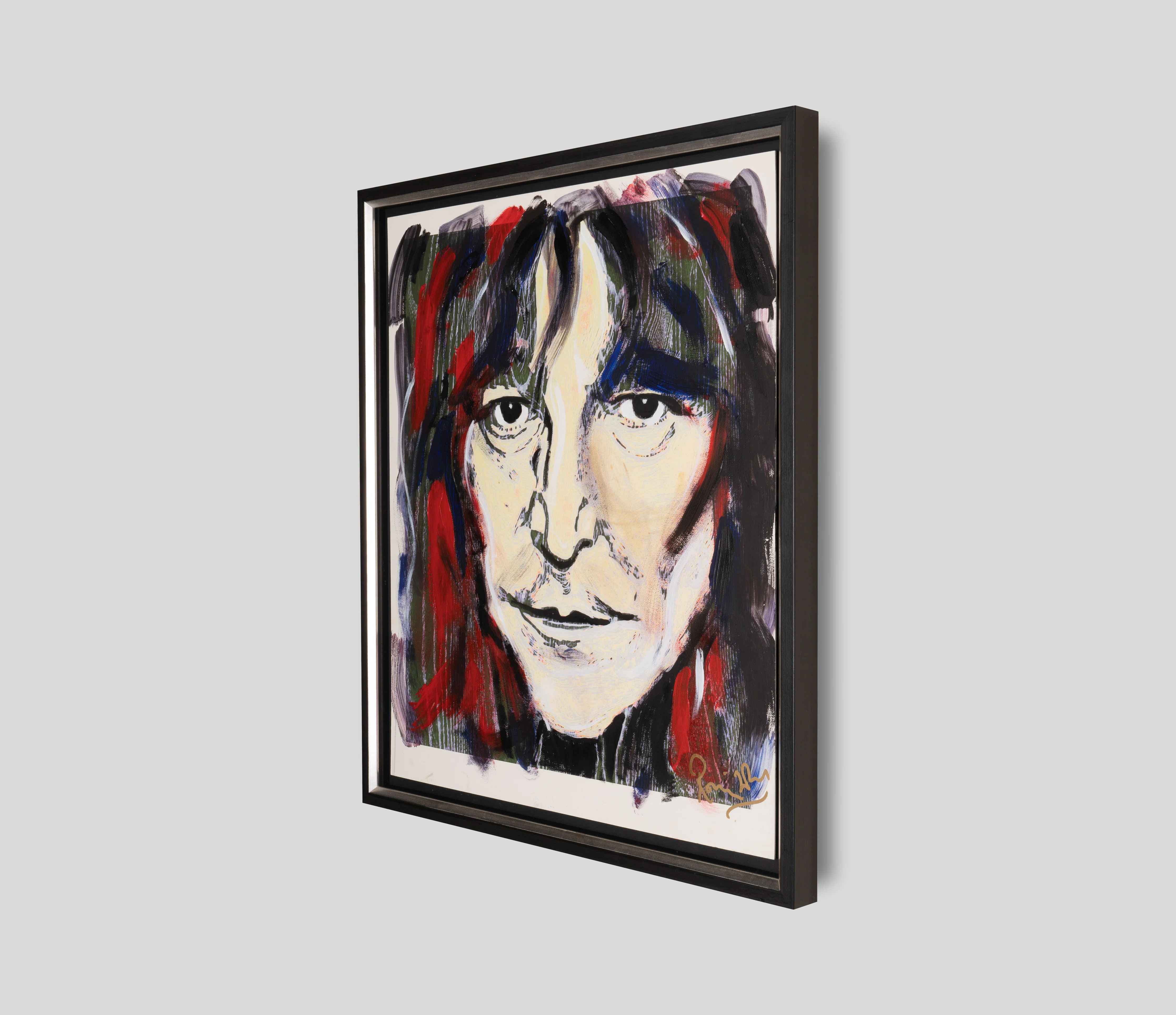 John Lennon Red Gold, Monoprint on Card - Image 2