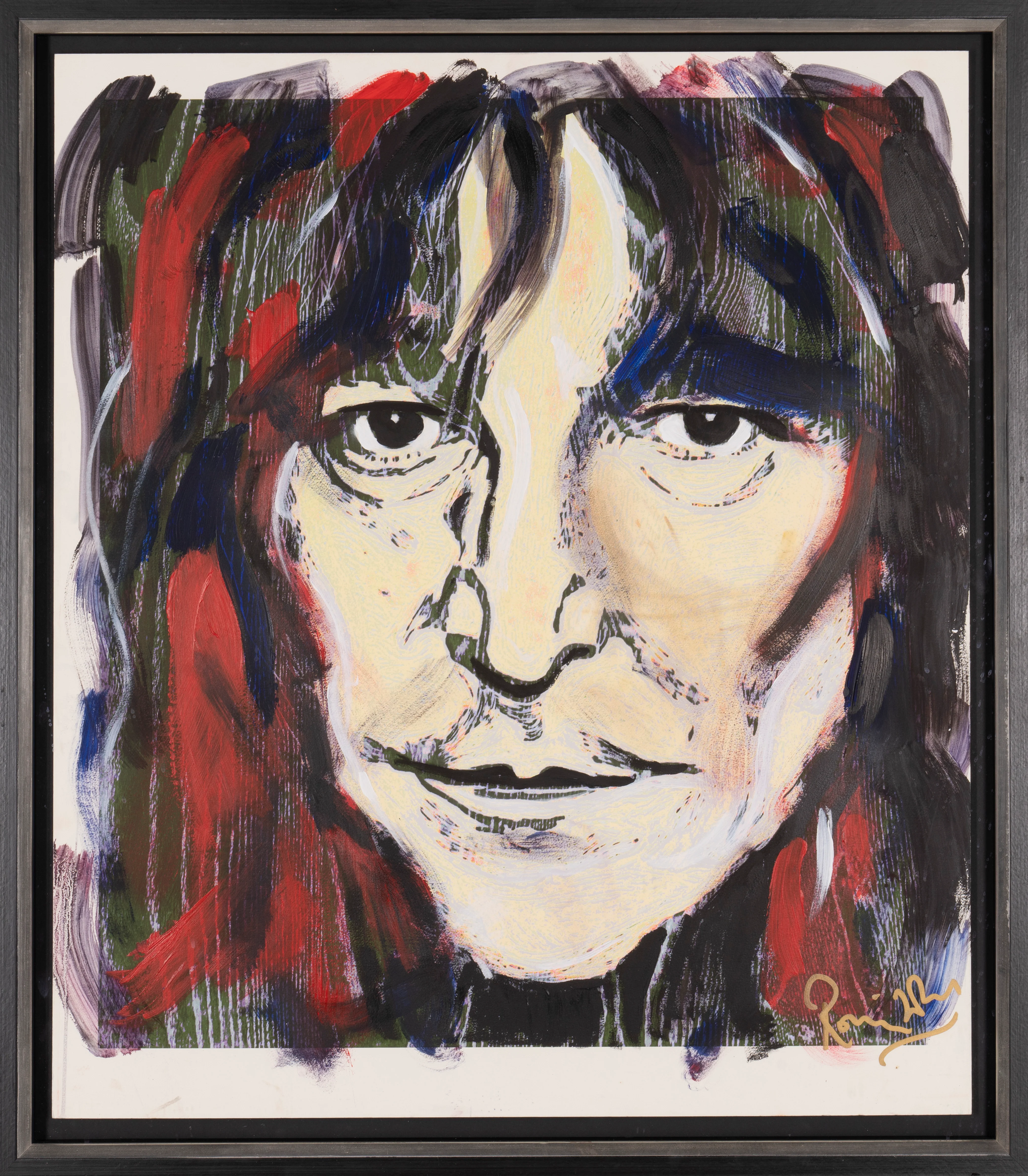John Lennon Red Gold, Monoprint on Card - Image 3