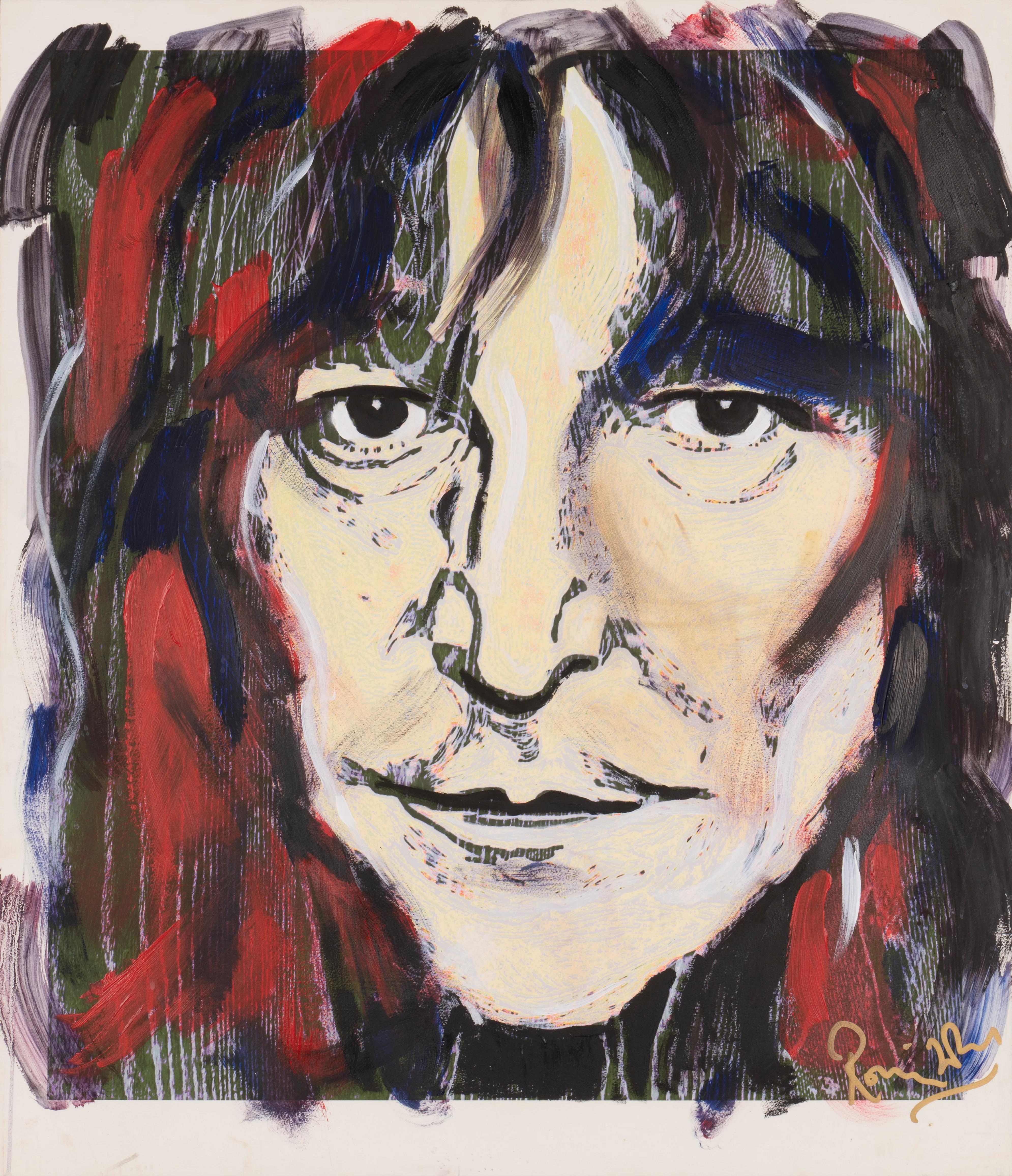 John Lennon Red Gold, Monoprint on Card - Image 4