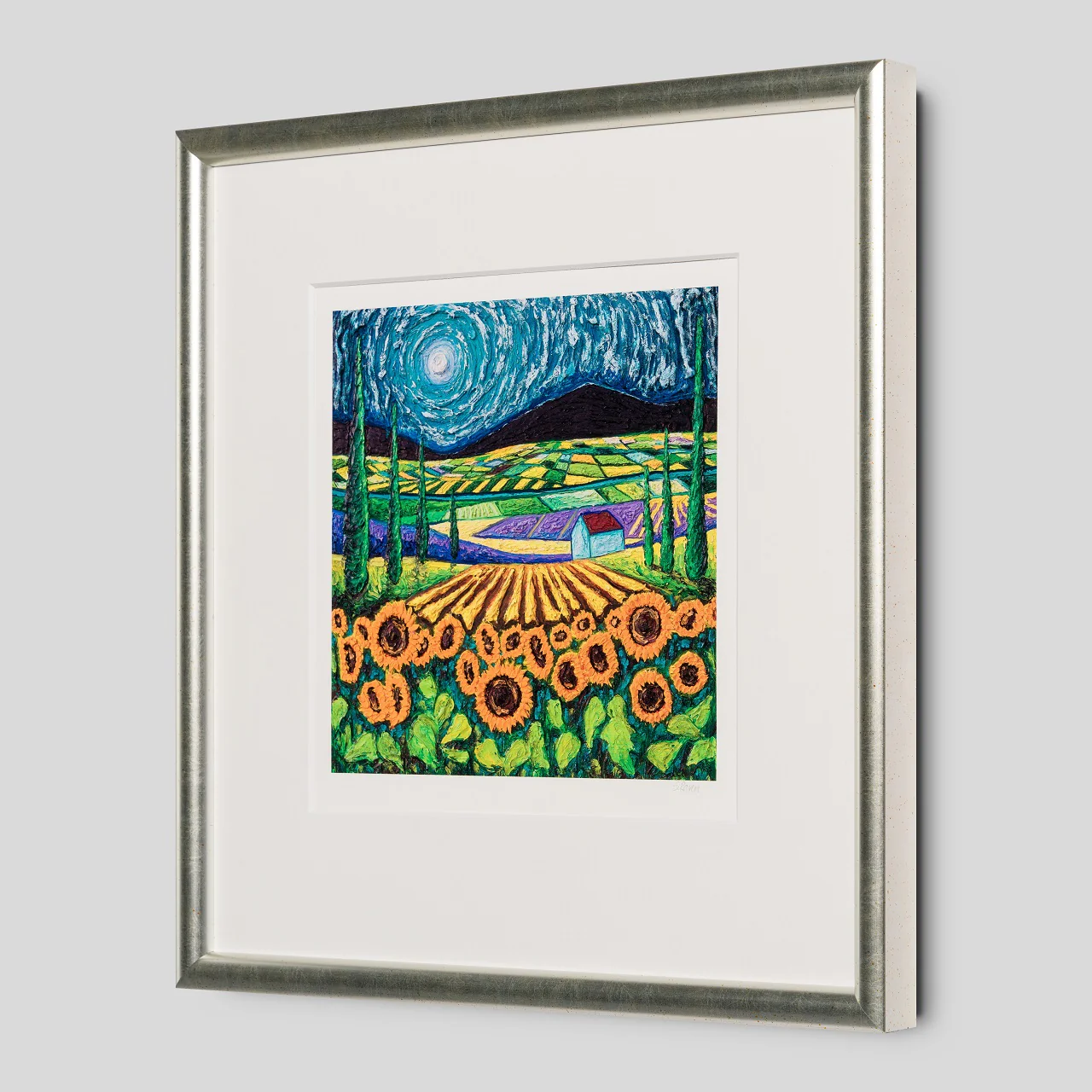 Sunflowers Amongst Cypress Trees | Giclée On Paper - Image 2