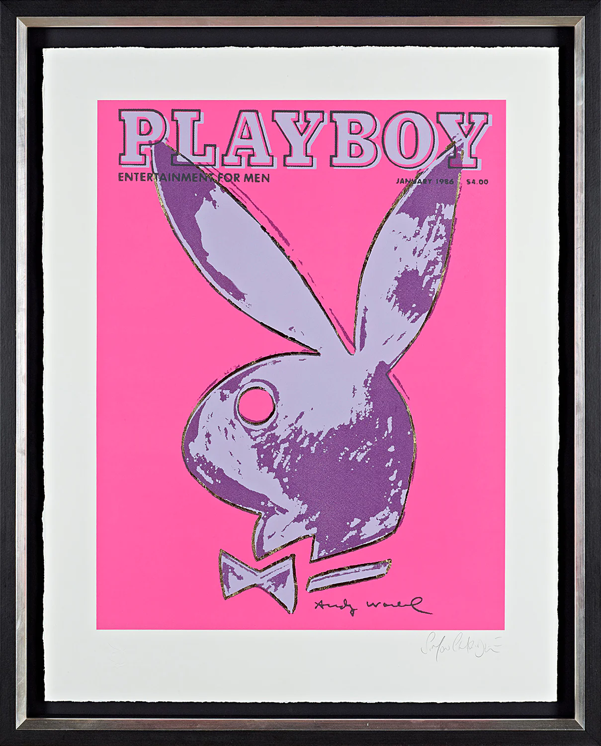 Playboy "January 1986" Fluro Pink & Lilac Gold Leaf